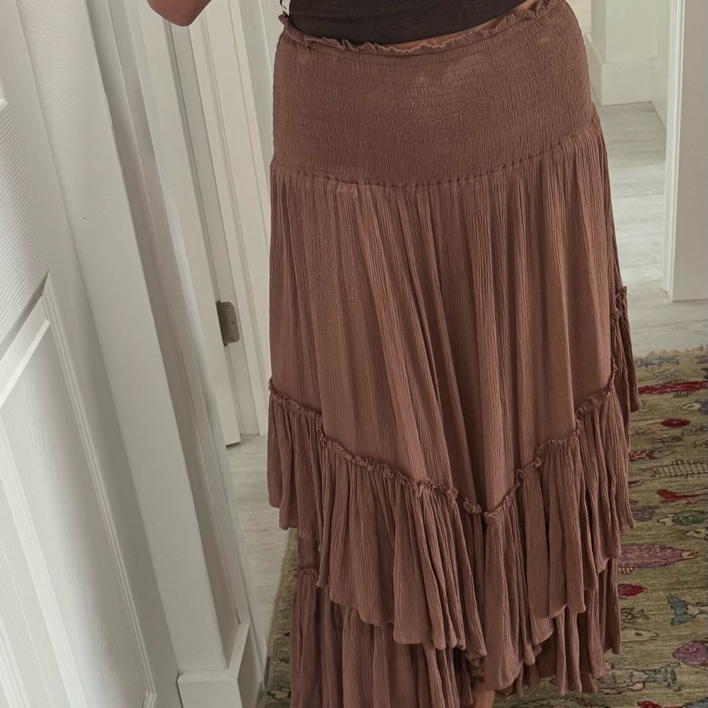 Free People ( never worn)Brown Tiered Maxi Skirt